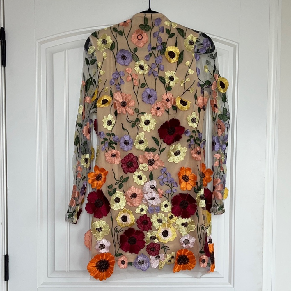 Nova Luxe Floral Embroidered Long Sleeve Dress